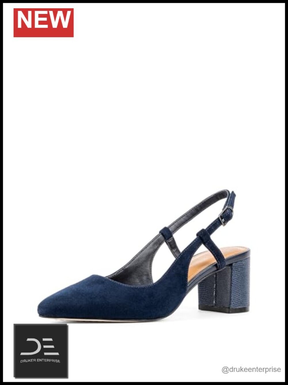 Slingback Pump Heels for Women, Block Heel with Memory Foam Insole, Slip